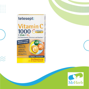 حبوب فيتامين سي مع الزنك وفيتامين د Tetesept Vitamin c 1000 Zink d3 عدد 30 قرص