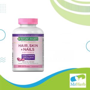 حبوب هير سكين اند نيلز Nature’s bounty extra strength hair skin nails عدد 250 كبسولة